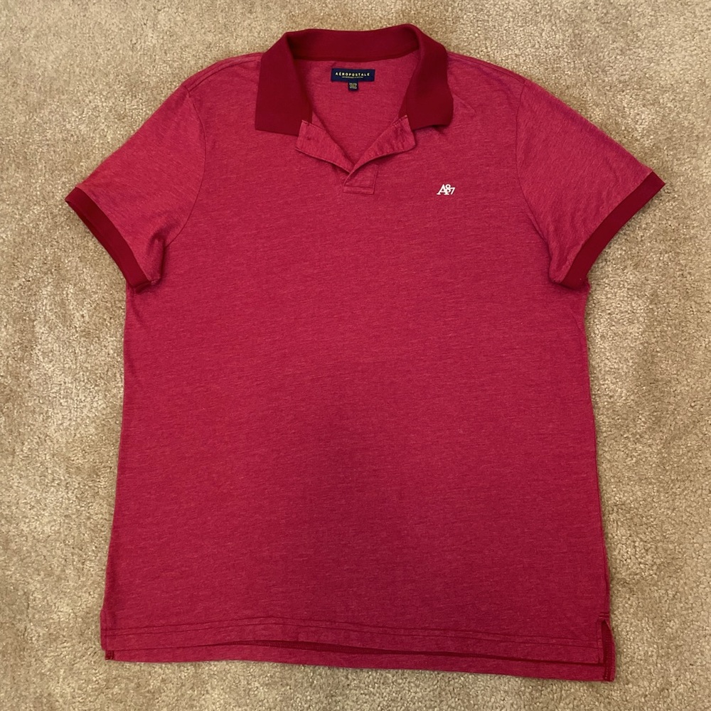 Men’s Red with Dark Red Aeropostale Polo Shirt